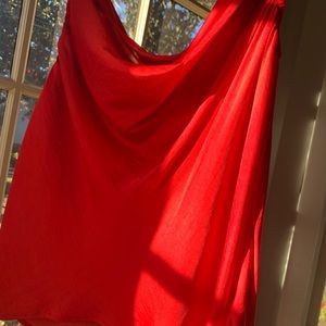Red Silky Cowl Top